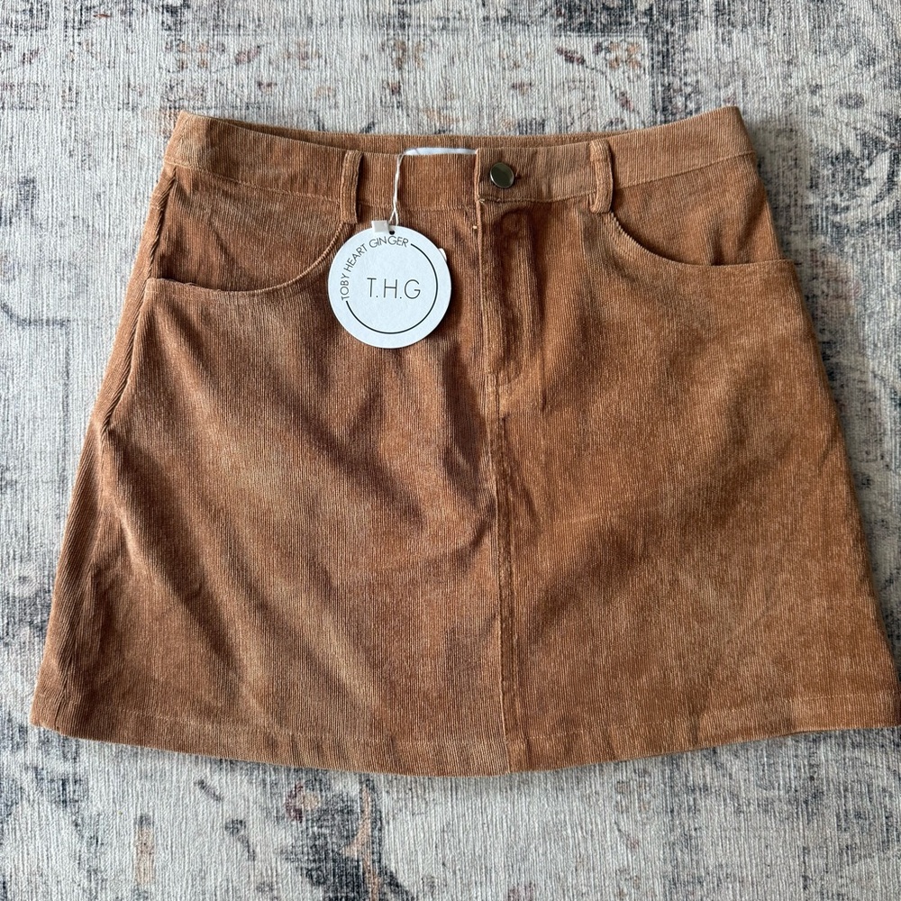 *NWT* TOBY HEART GINGER MINI SKIRT Corduroy Camel Tan size SMALL